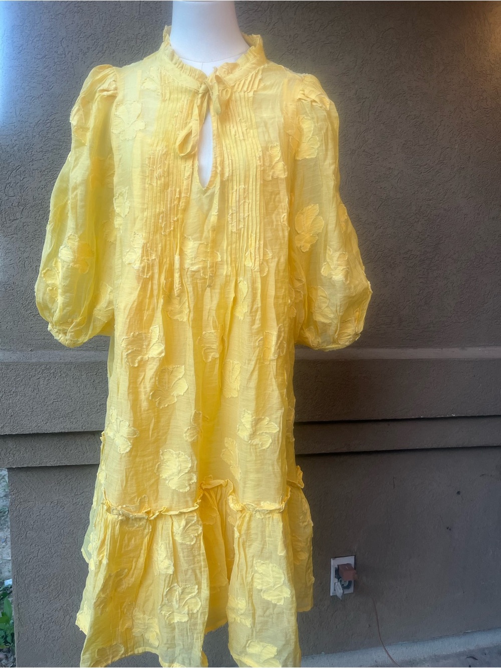 Sundance Yellow Floral Tiered Midi Dress - Picture 2 of 8